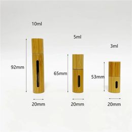 2024 3ml 5ml 10ml Botella de madera de bambú Perfume Aceite vacío Rollo de acero inoxidable en el rodillo de aromaterapia para el rodillo de aromaterapia para madera de bambú para madera de bambú