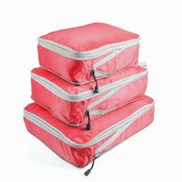 2024 3 unids/set cubos de embalaje de compresión bolsa de almacenamiento de viaje conjunto organizador de maletas de equipaje Material de nailon impermeable plegable
