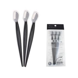 2024 3pcs/set Cowerbow Razor Facial Remover Ridimer Cilmer Chopero de cuchillo de maquillaje para mujeres Razor con cucharadas de cejas de tapa Brochas seguros, seguros, seguros, seguros de