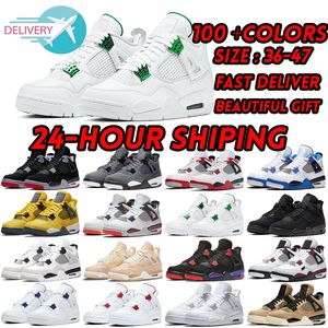 2024 4 Chaussures de basket-ball Hommes Femmes 4s Pine Green Seafoam Militaire Black Cat Midnight Navy Ciment rouge Oreo Red Thunder Bred Baskets pour hommes Baskets en toile vierge