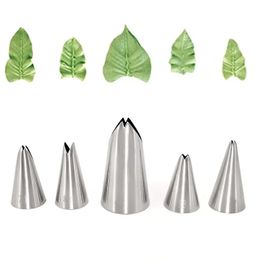 2024 5 PCS Set bladeren Nozzles roestvrijstalen glazuur Piping -spuitmondstukken Tips Pastips voor cake Decoreren Pastry Fondant Tools 1. Roestvrij