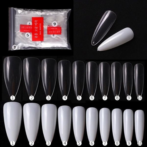 2024 500 PCS Professional Clear Ballet Water Drop False Nail Conseils Couverture complète Presse sur les ongles artificiels de l'ongle pour femmes professionnelles