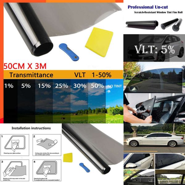 2024 50cm x 3m 1/5/15/25/35/50 pour cent VLT FILLER TINT FILM VIE SOLLER SUMPRE SUM