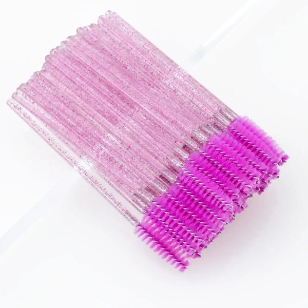 2024 50pcs Brosse de maquillage à cils en cristal jetable de bonne qualité Brosse de diamant Handle Mascara Pouides Extension des cils pour la poignée en diamant