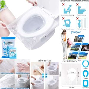 Housse de siège de toilette en plastique jetable biodégradable, 6/50 pièces, Portable, sécurité voyage, salle de bains, papier toilette, accessoires de salle de bains, 2024