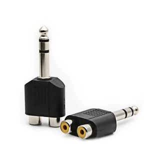 2024 6,5 mm mannelijke plug naar 2 dubbele RCA vrouwelijke jack audio mono connector converter RCA vrouwelijke av mono interface audio -adapter voor rca mannelijk