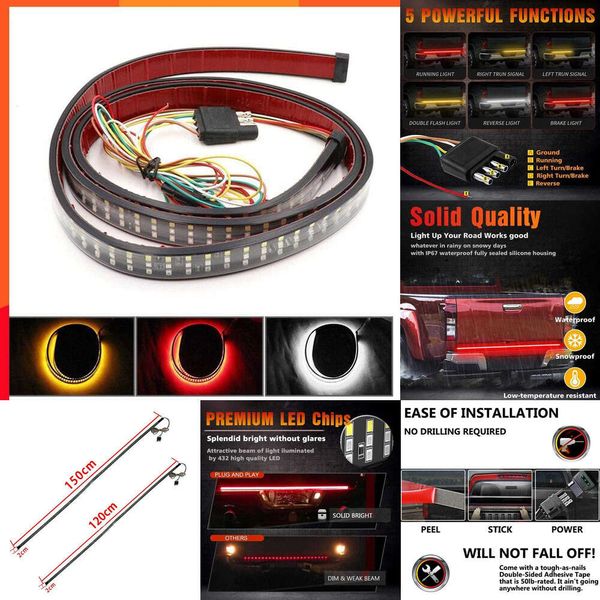 2024 60 pouces 432led Triple Row Truck Tail Tailgate LED Strip Light Bar avec des lumières de virage de frein inversé pour le SUV de pick-up en jeep pour Dodge