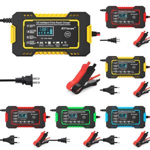 Chargeur de batterie de voiture 2024 6A 12V, automatique, intelligent, avec écran tactile LCD, chargeur de réparation d'impulsions, acide de plomb sec et humide