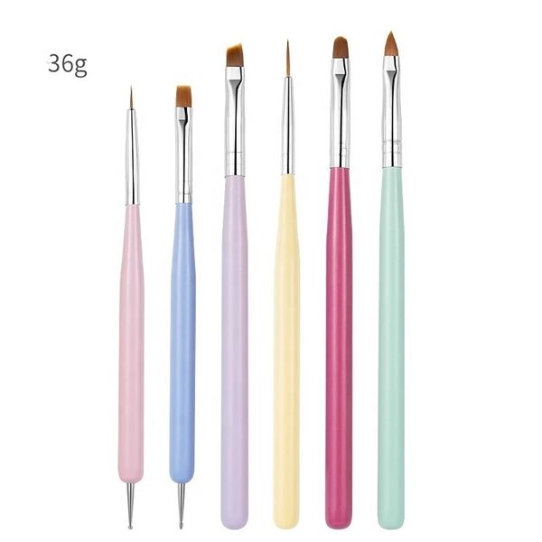 2024 6PCS Nail Art Brush Design Tip Peinture Dessin de sculpture Dotting Pen Acrylique Gel UV POSITION Outil