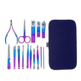 2024 7-12pcs kleurrijke manicure snijders nagelklipper set huishouden roestvrijstalen oor lepel nagel klippers pedicure nagel schaar gereedschapsstandloze stalen pedicure set