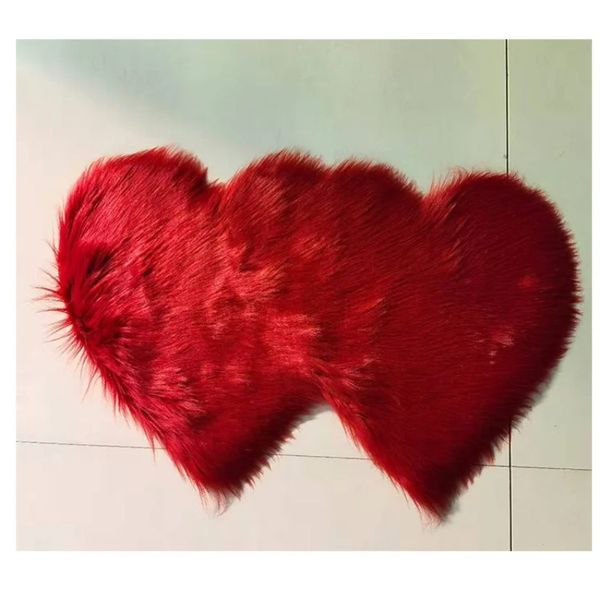 2024 alfombra peluda de 70x90cm, alfombras con corazones de amor, alfombra peluda de piel de oveja Artificial para dormitorio, sala de estar, cojín para sofá, esteras esponjosas