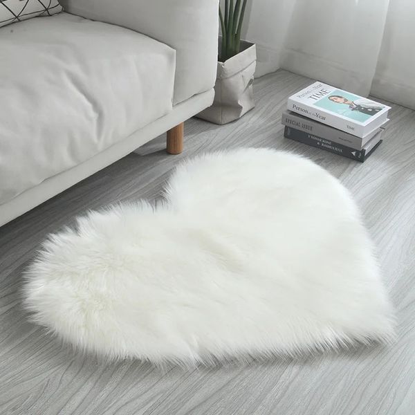 2024 70x90cm tapis hirsome tapis shaggy love coeur tapis artificiels en fourrure de mouton mouton de tapis poilu.