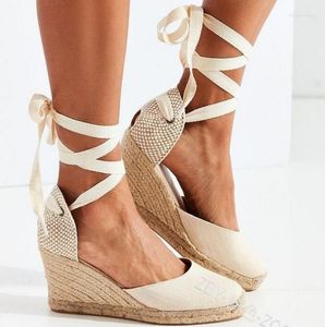 2024 760 Sandalias Tacones altos Mujeres EMPRADRILLES Caja de tobillo Cierre de verano Plataforma de lona de verano Cedidas Fashion Up S