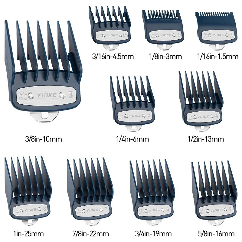 2024 8/10 pc Hair Clipper Limit Comb Guide Attachment Size Barber Replacement 3/6/10/13/16/19/22/25/1.5/4.5mm Hair Clipper Limit Comb Guide
