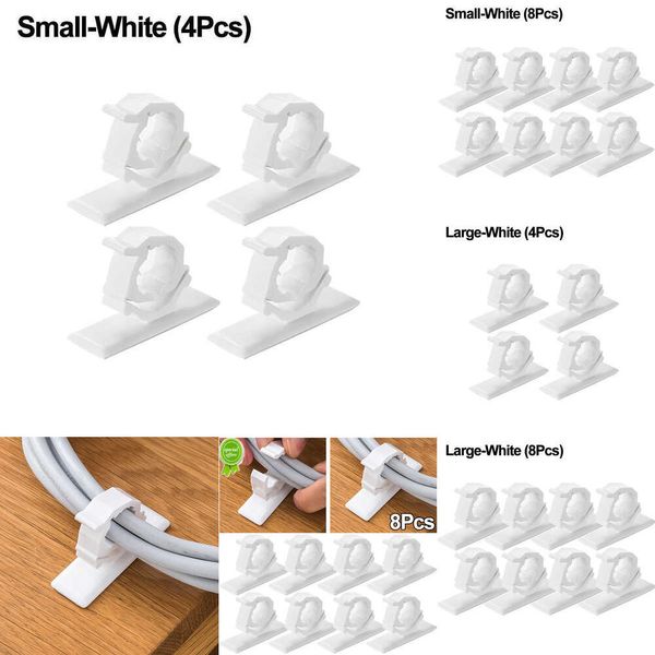 2024 8 Uds Clips de Cable autoadhesivos organizador de cables ajustable abrazadera de plástico gestión de cables de oficina en casa soporte fijo enrollador de cables