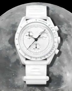 2024 Une nouvelle montre biocéramique principale en vedette, montres de mouvement de quartz, montre à cadran blanche, sangle en nylon résistant à l'eau de 30 mètres