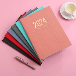 2024 A4 Engelse dagelijkse planner lederen dunne wekelijkse kalender notitieboekje voegt notitieboekjes in 240329