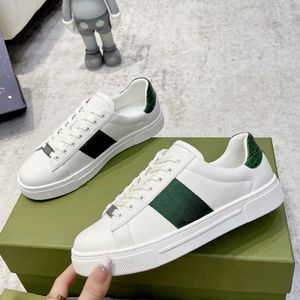 2024 Baskets en toile Ace Crystal Vert Chaussures Casual Designer Chaussures plates imprimées bleues Fermeture à lacets Mocassins à talons bas Baskets plates blanches taille 35-44