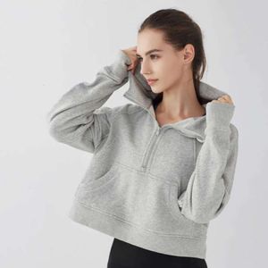 2024 Ensembles actifs lululemenI manteau de sport pour femmes demi-pull à capuche avec fermeture éclair en vrac polyvalent costume de baseball décontracté en cours d'exécution Fiess Yoga vêtements de gymnastique nvh668