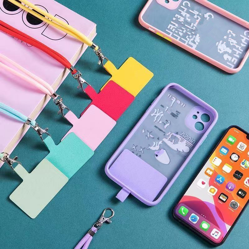 2024 Adjustable Crossbody Patch Phone Lanyards Mobile Phone Strap Lanyard Nylon Soft Rope Cell Phone Charm Hanging Cord Back Sticker