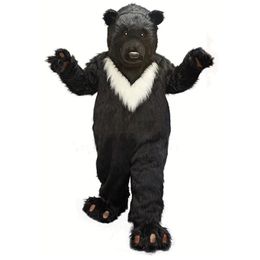 2024 Taille adulte Black Bear Mascot Costume Cartoon Characon Turnits Suit Furry Cost Halloween Carnival Birthday Party Robe