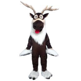 2024 Taille adulte Reindeer Mascot Costume Cartoon Characon Turnits Cost Furry Cost Halloween Carnival Birthday Party Robe