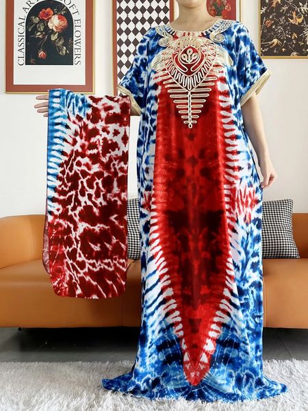 Robe africaine Dashiki à fleurs pour femmes africaines, 2024 coton, imprimé, séchage par nouage, manches courtes, Maxi, ample, élégante, 100%, 240222