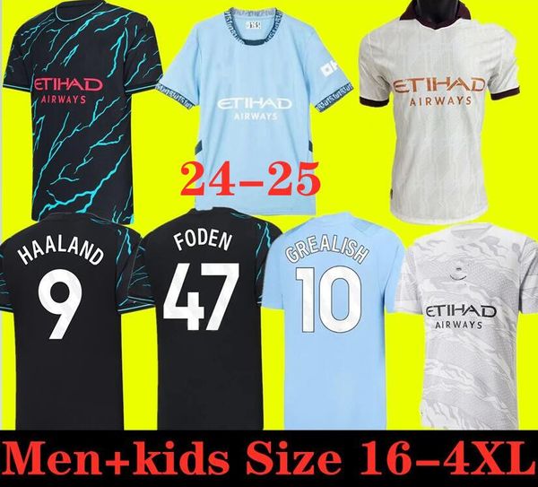 24 25 Haaland Soccer Jersey Año de Dragon Grealish Gvardiol Mans Cities Alvarez Fans Versión del jugador de Bruyne Foden 2024 2025 Fútbol Tops Camisa Kit Kit Kit