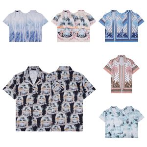 2024 All Over Palm Bowling Shirt Gradient Tree Bowling Fashion Designer Shirts San Print Mens Casual Shirt Shirt Loose Silk Shirt Short Sleeves Luxury