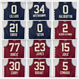 All-Star basketbalshirt 2024 Tyrese Haliburton Antetokounmpo Lillard Embiid Tatum Doncic LeBron 23 James Durant Jokic G i l g e o u s - A l e x a n d e r Curry Edwards Youth