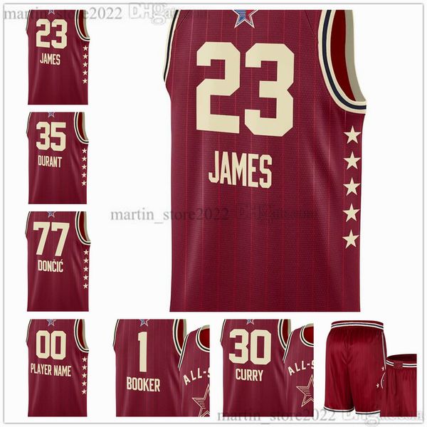 2024 Camisetas de baloncesto All-Star Luka LeBron 23 James 77 Doncic Nikola Kevin Durant 15 Jokic Shai 2 G i l g e o u s - A l e x a n d e r Booker Curry Davis Edwards George Leonard Towns