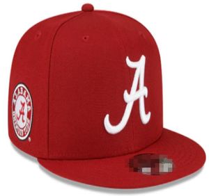 2024 Tous les fans de l'équipe USA College Baseball réglable Alabama Crimson Tide Chapeau sur le terrain Mix Taille de commande Fermée Flat Bill Base Ball Snapback Caps Bone Chapeau a10