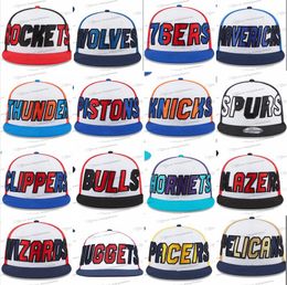 2024 Todo el equipo Mezcla de colores Fan's Basketball USA College New York Béisbol Sombrero ajustable Hombres Vintage Flat Sport Base Ball Snapback Caps Letras Bone Chapeau Mar8-05