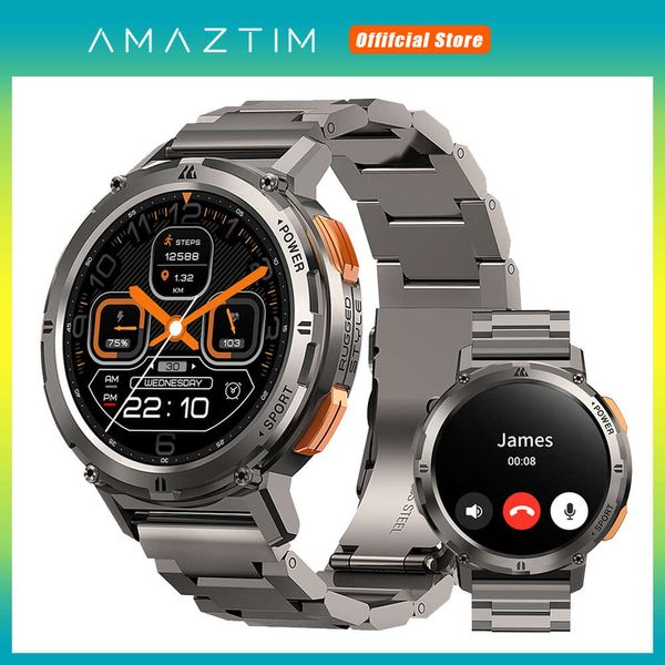 AMAZTIM TANK T2 – montre connectée pour hommes, AMOLED AOD, appel Bluetooth, étanche 5atm, Ultra intelligente, 2024