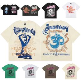 2024 Marque de mode américaine Hellstar Abstract Body adopte Hellstar Shirt Fun Print Vintage Haute Qualité Double Coton Designer Casual T-shirts à manches courtes