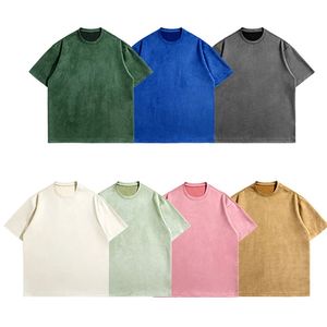 2024 T-shirt lavé américain pour hommes Crew Loose Coup Surdimension Tshirt Mens Korean Y2k Casual Vintage Clain à manches courtes 240426