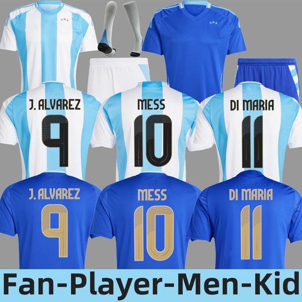 2024 Americas Cup Argentinas Fan Player Version Men Kids Football Kits Messis Di Maria Dybala Martinez Enzo J.Alvarez Mac Allister Garnacho Home Away Soccer Jersey