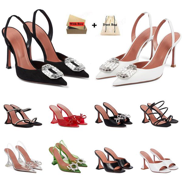 2024 Amina Muaddi Begum Sandales Pompes ornées cristallines Clear Pvc Stiletto Transparent Amina Muaddi Talage Clear Designers Dress Shoe Evening Factory Footwear