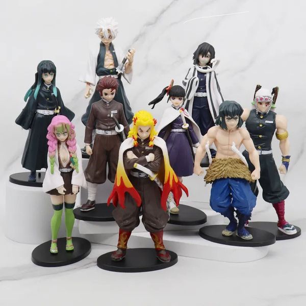 Figuras de acción de Demon Slayer Kimetsu No Yaiba Kanroji Mitsuri Uzui Tengen Tokitou Muichirou, juguetes en miniatura de PVC, 2024