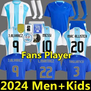 2024 Argentina 3 estrellas Jerseys de fútbol Messis Mac Allister Enzo J. Álvarez Dybala Di Maria Martinez de Paul Maradona 24 25 Men Kits Kits Fútbol Camisa de fútbol Fans Versión de jugadores