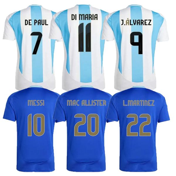 2024 Argentine Soccer Jerseys 3 étoiles Messis 24 25 Shirts de football à la maison Mac Allister Dybala Di Maria Martinez de Paul Maradona Hot Sell Man Football Shirt