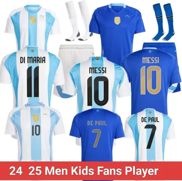 2024 Jerseys de fútbol Argentina Messis Otamendi de Paul Argentina Equipo nacional Copa Dybala Martinez Kun Agüero Maradona Fútbol Camisas 24 25 Hombres Di Maria