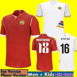 2024 Armenië voetbaltruien Babayan Avgyan Home Red Away White 24 25 Nationaal Team Training Uniform Men Fans Versie voetbal Shirts Sportswear 4xl