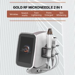 2024 Llegada 2 en 1 RF Microneedling Revitalizador de la piel Anti-envejecimiento Microcrystal Gold RF Blanqueamiento Tratamiento del acné Instrumento de belleza sin dolor