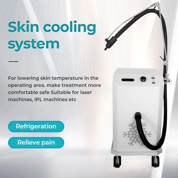 2024 Llegada Crioterapia Aire Frío Sistema de enfriamiento de la piel Tratamiento con láser Dolor Eliminar recuperación de lesiones térmicas -25 ° C Refrigeración Máquina cómoda
