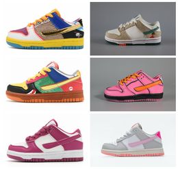 2024 Ash NUEVO 77Color Diseñador Zapatos para niños para niño niña Deportes Negro Blanco Panda Chunky Low Vacas Entrenadores Niños y niñas Atlético Zapatillas de deporte para niños al aire libre Tamaño 25-35