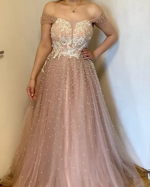 2024 Aso Ebi Árabe Blush Pink Una línea Madre de la novia Vestidos de encaje con cuentas Noche de fiesta Fiesta formal Cumpleaños Celebridad Madre del novio Vestidos Vestido ZJ042