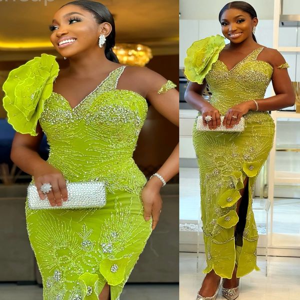 2024 Aso Ebi Vert Gaine Robe De Bal Paillettes Dentelle Cristaux Soirée Formelle Deuxième Réception 50e Anniversaire Robes De Fiançailles Robes Robe De Soirée ZJ162