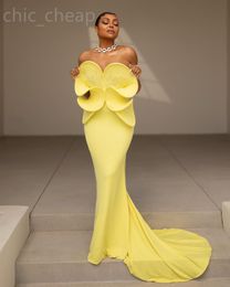 2024 Aso Ebi Jaune Florals Robe De Bal Sirène Perles Cristaux Soirée Formelle Deuxième Réception 50e Anniversaire Robes De Fiançailles Robes Robe De Soirée ZJ55