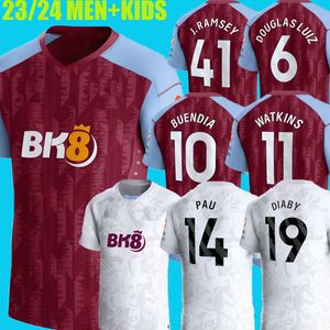 23 24 Diaby Soccer Jerseys Kit para niños Inicio 2023 2024 Aston Villas Camiseta de fútbol Entrenamiento Away Fans Player Versión Camisetas MINGS McGINN BUENDIA WATKINS Maillot Foot